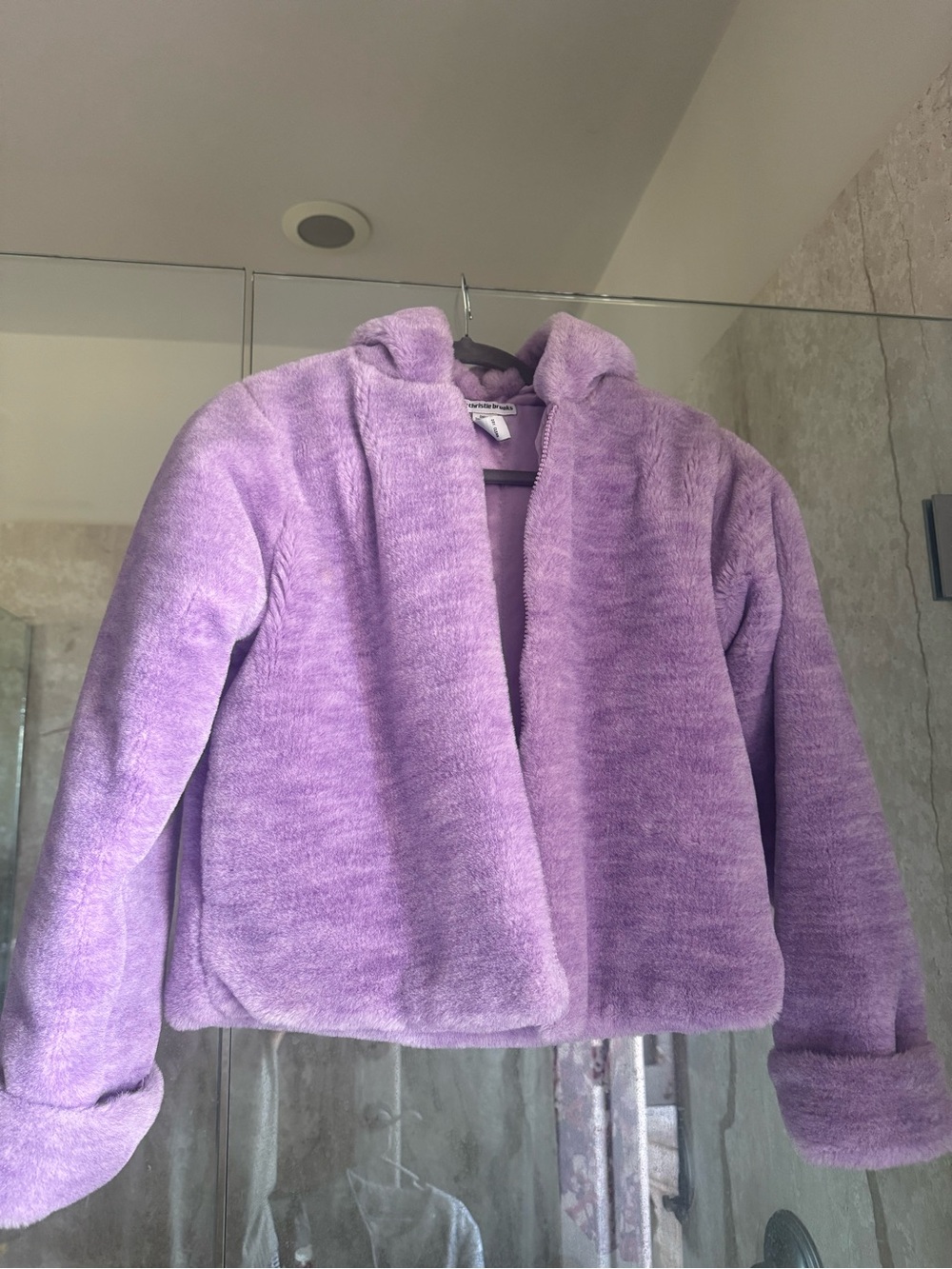 Plush Hooded Puffer Jacket for Kids - Lavender